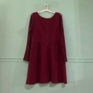 Burgundy Long-Sleeved Holiday Dress